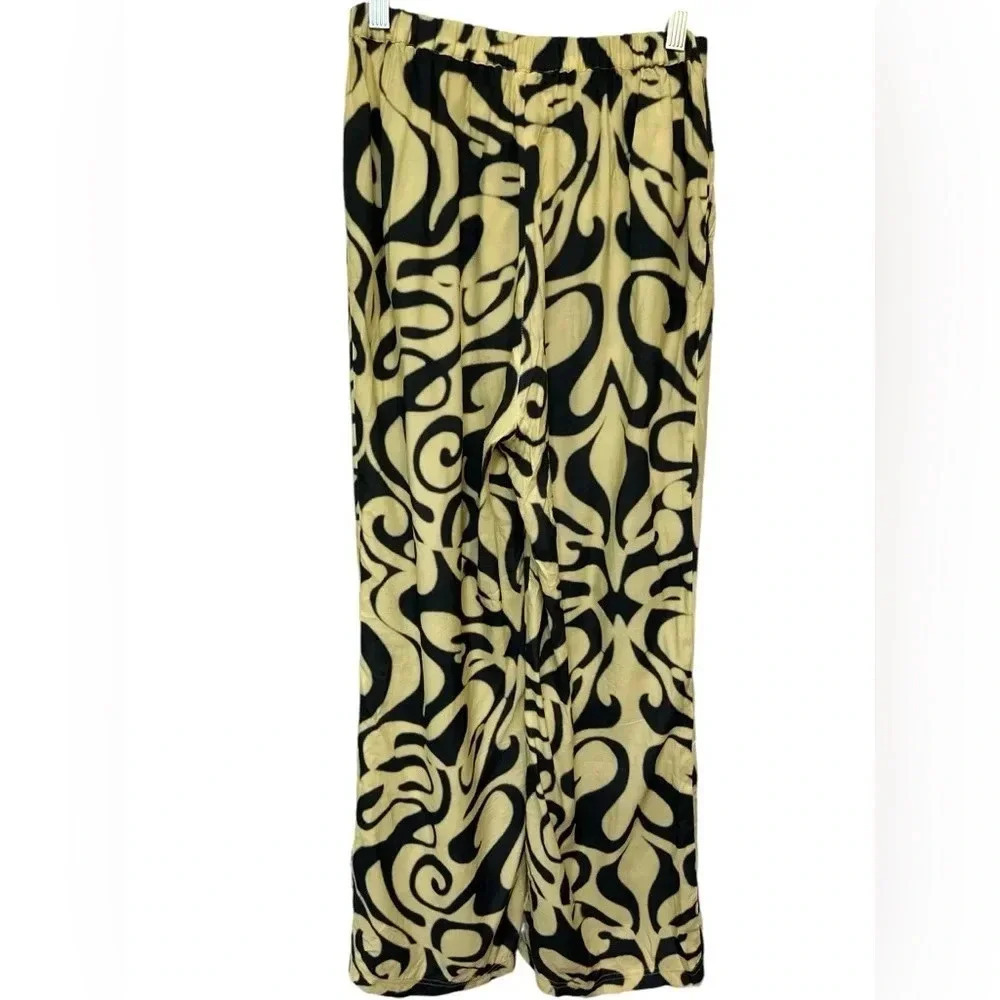Find Me Now Vega moonstone yellow and black wide leg flowy pants